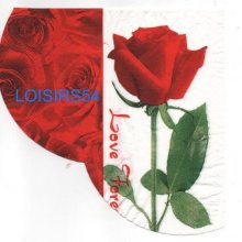 Serviette papier rose et love 33 cm x 33 cm 3 plis